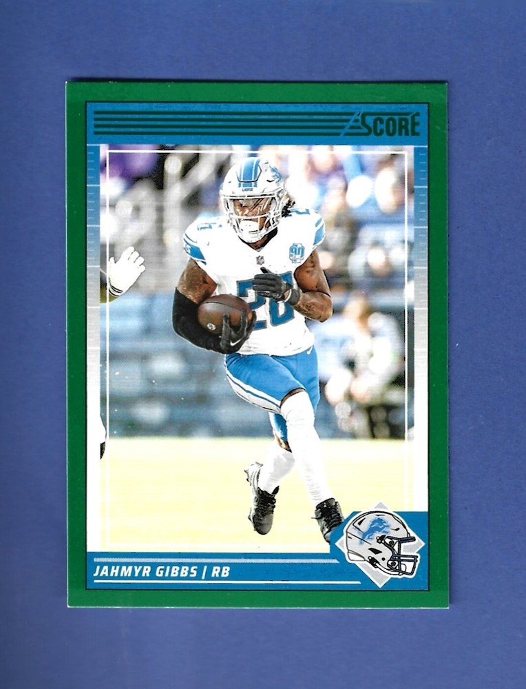 JAHMYR GIBBS_2024 SCORE FOOTBALL CARD_GREEN PARALLEL_DETROIT LIONS _#91