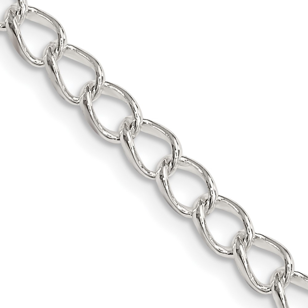 Sterling Silver 4.5mm Half round Wire Open Curb Chain Necklace 18