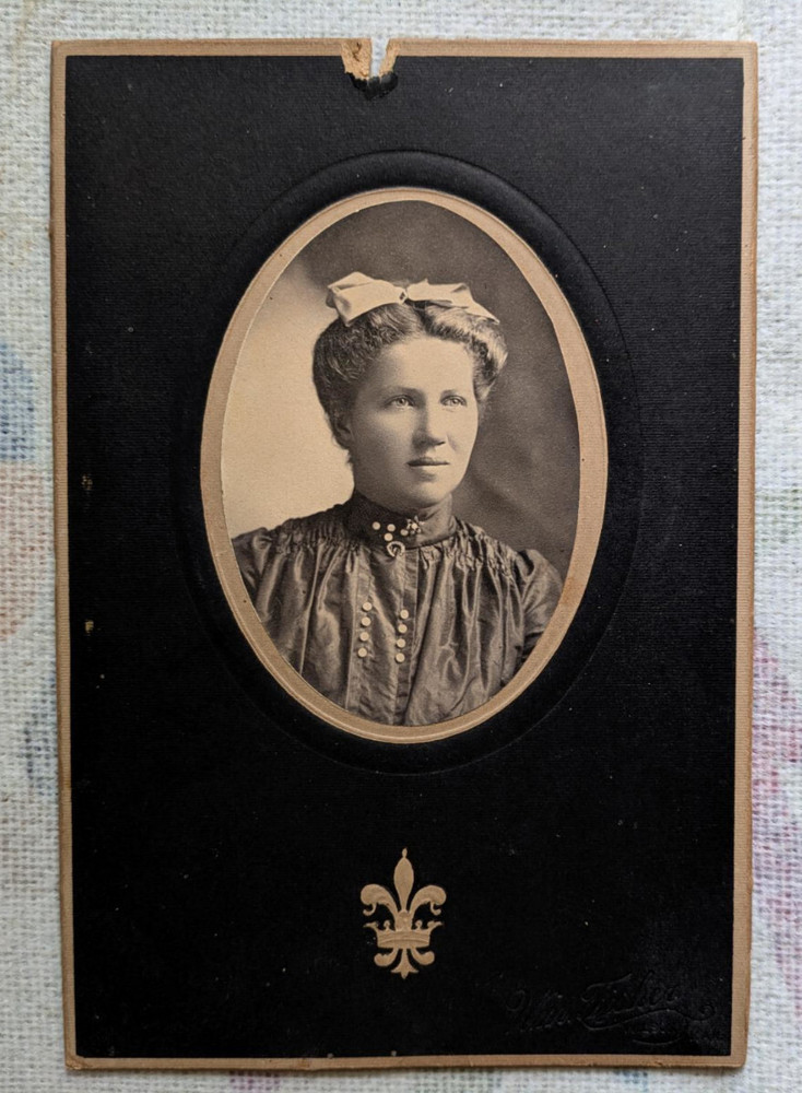 Antique Cabinet Card Portrait Woman- c.1900- Wm. Fisher- Wilson Kansas