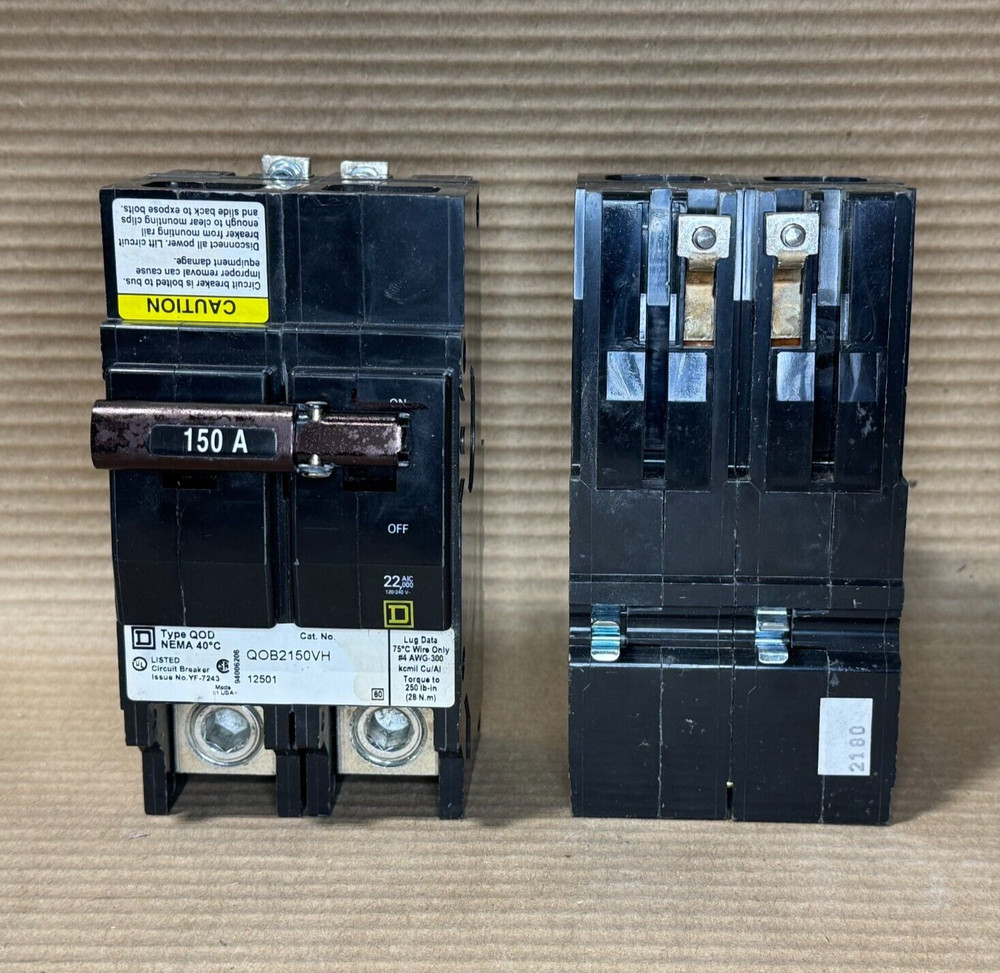 Square D QOB QOB2150VH 2 Pole 150 Amp 240V 22kA Circuit Breaker AK