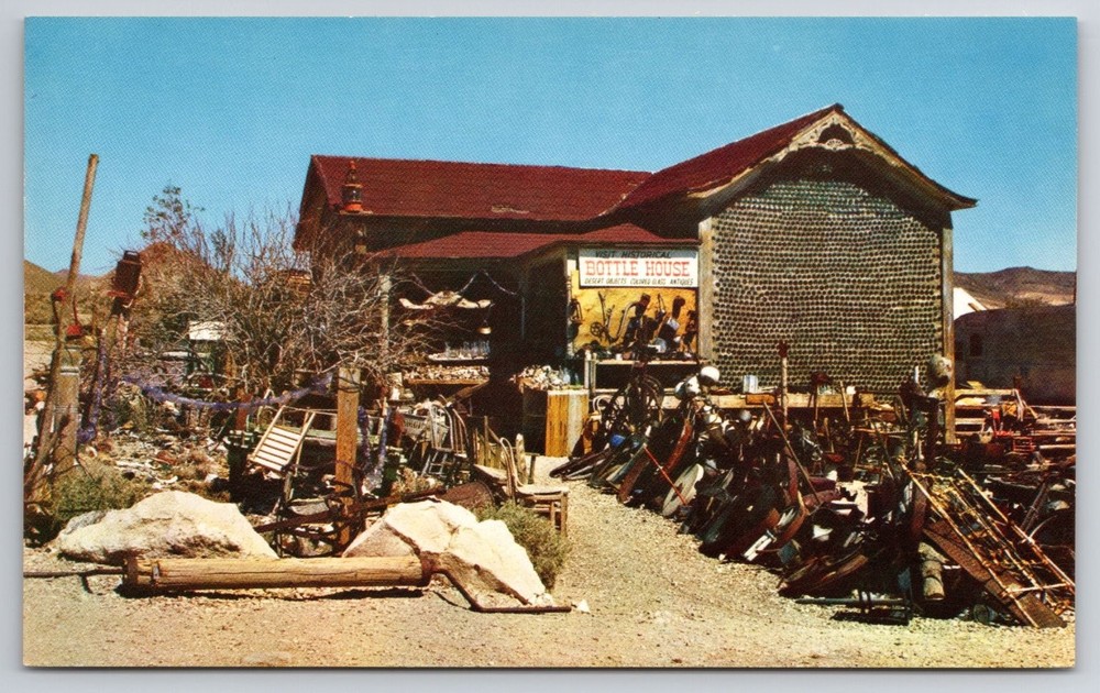 Vintage Postcard Rhyolite Ghost Town Bottle House Nevada Mojave Desert