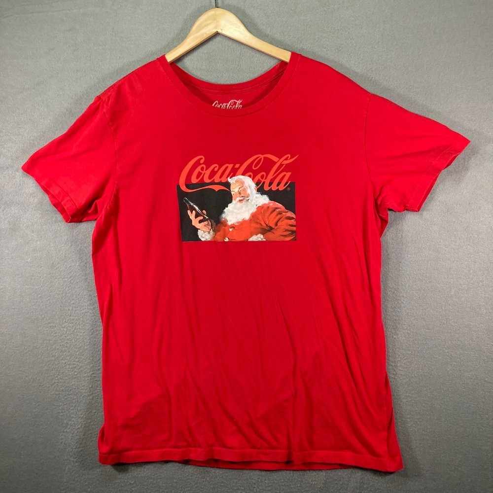 Coca Cola Santa Claus Red Graphic Print T-Shirt Mens Size 2XL Holiday