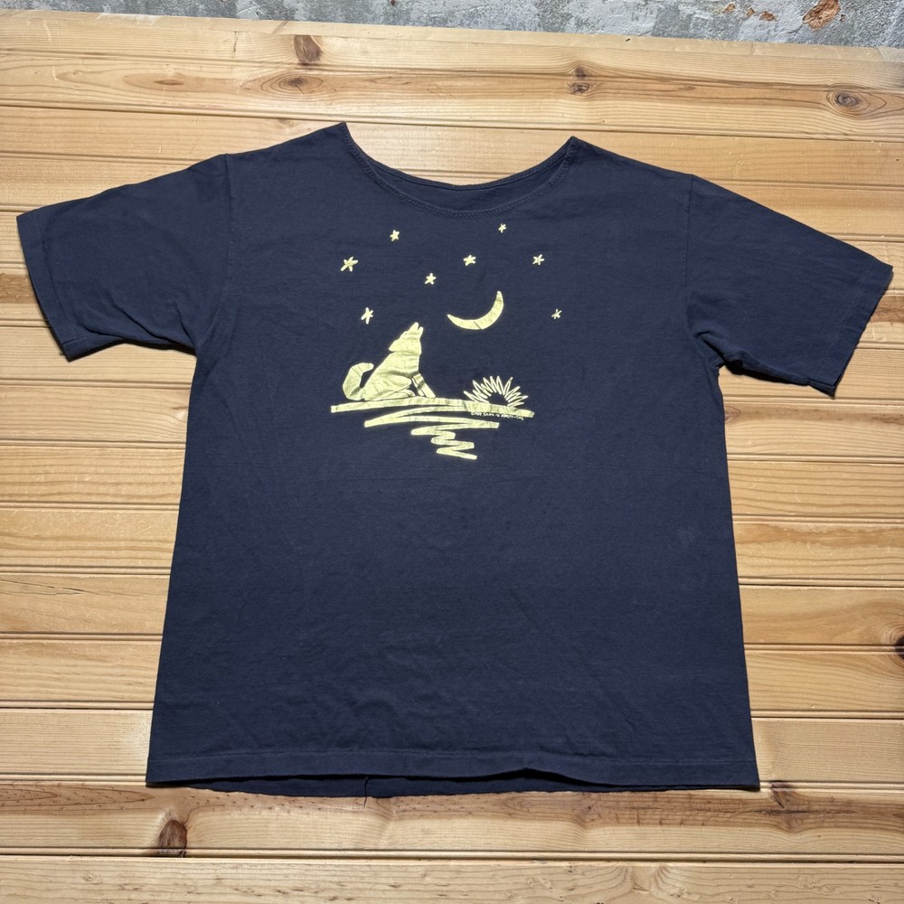 Vintage 1989 Howling Wolf Crescent Moon Stars Single Stitch Graphic Shirt Large