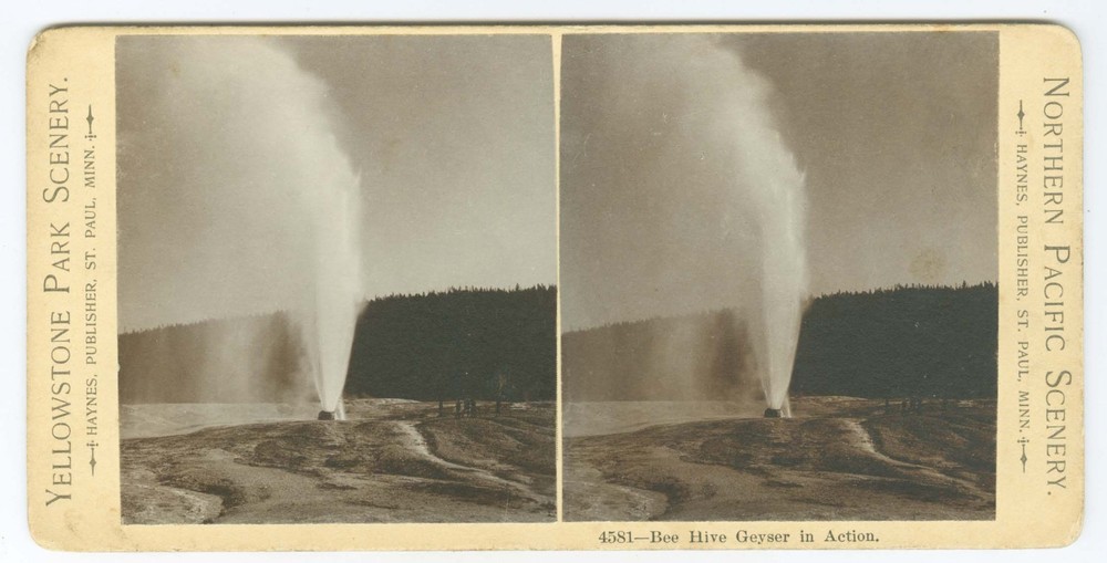 G2393~ YELLOWSTONE – Bee Hive Geyser c.1890s Stereoview – JF Haynes