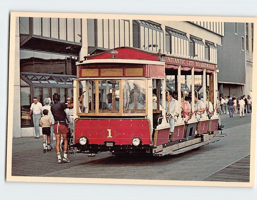 Postcard Ride the train on the Boardwalk in Atlantic City New Jersey USA