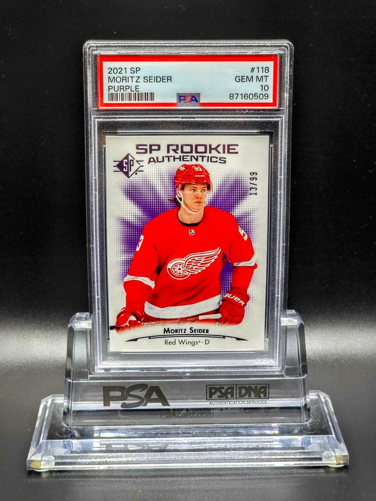 Moritz Seider 2021-22 UD SP Authentic Rookie Purple #118 Gem PSA 10 #13/99