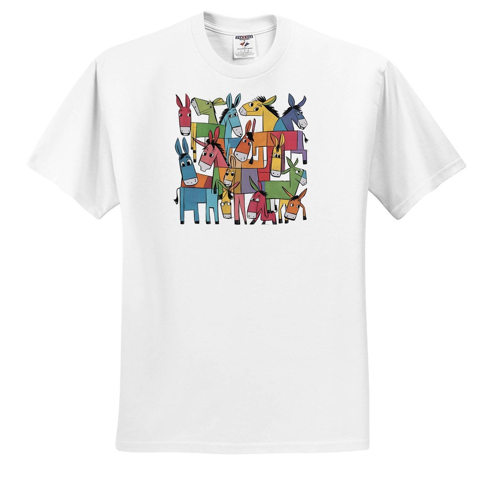 Cool Artistic Donkey Pattern Abstract T-Shirt by 3dRose