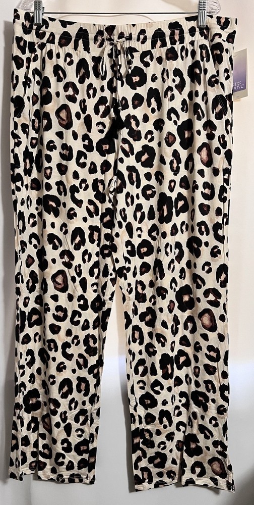 Stars Above Womens Soft Stucco Leopard Pajama Pants W/ Side Pockets Size XXL New