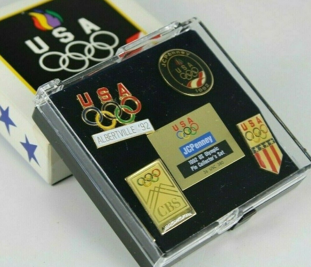 1992 US Olympic 5-Pin Collector Set with Case JCPenney Vintage NEW