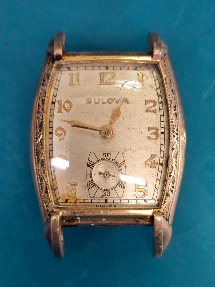 1949 Bulova 10BC 17j Men's Tonneau 10k Rolled Gold Wristwatch - Watchmaker / PJs