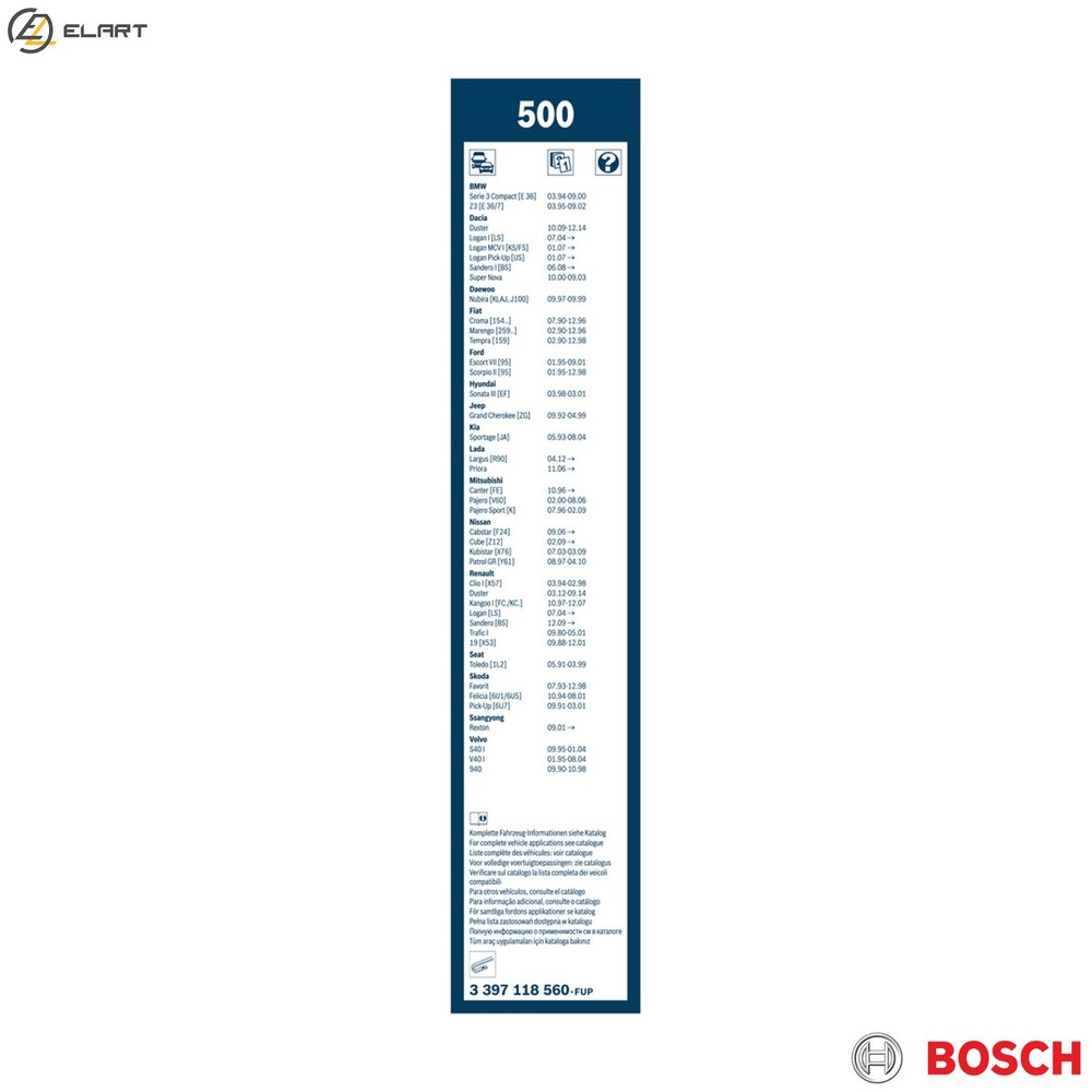 WIPER BLADE 3 397 118 560 FOR SKODA FORMAN/Forman FAVORIT/Pickup FELICIA/�/II
