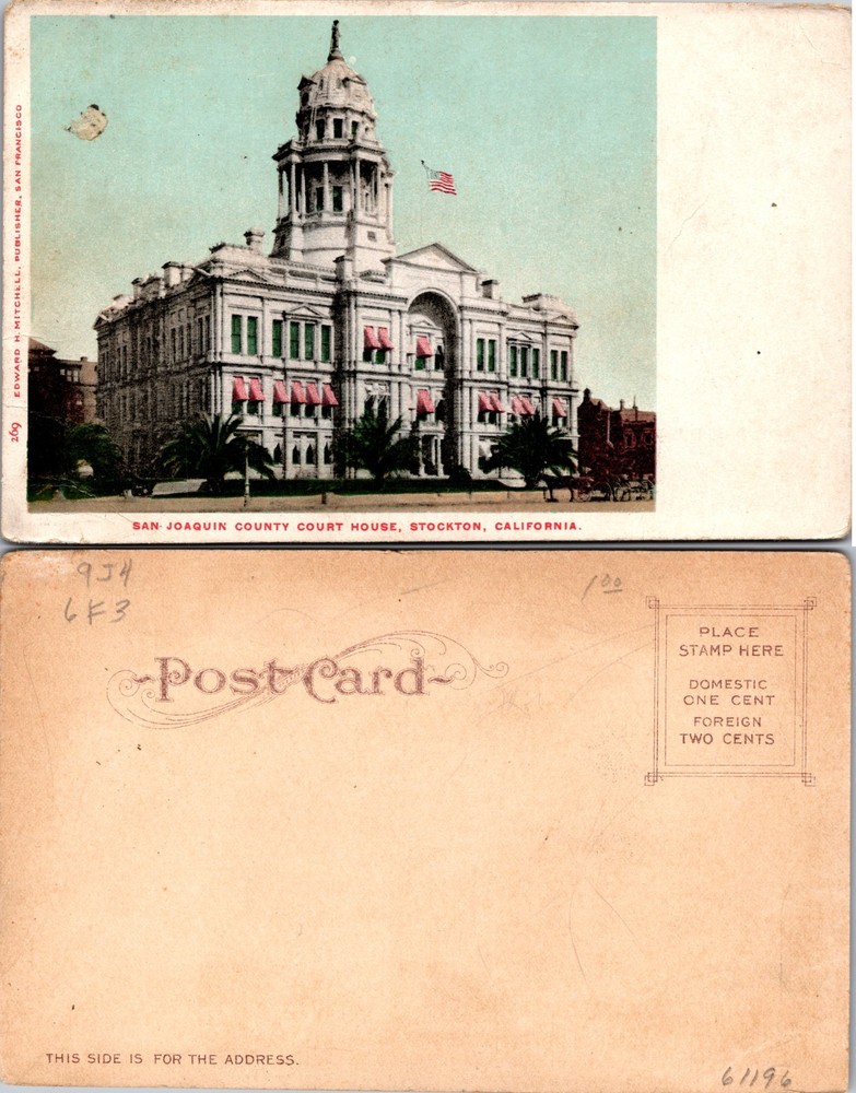 San Joaquin County Court House Stockton California Postcard