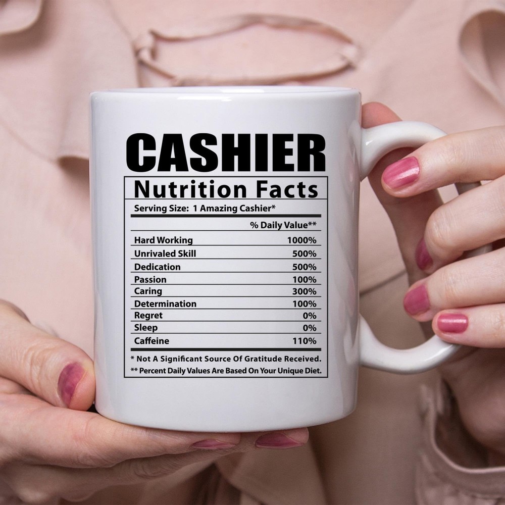 Funny Cashier Nutritional Facts Coffee Mug for Coffee Lovers  