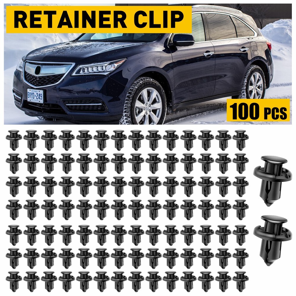100X Bumper Clip 10mm Hood Fender Push Rivets Retainer Fasteners for Honda Acura