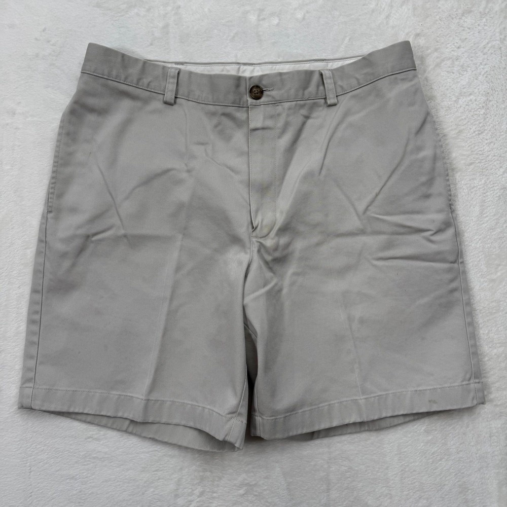 L.L.Bean Chino Shorts Mens 35 Khaki Classic Fit 100% Cotton Twill Flat Front 8