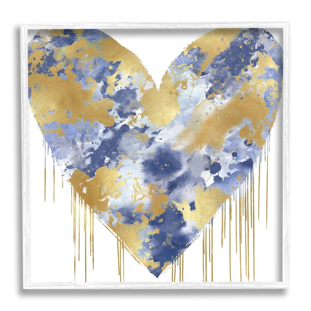 Urban Blue Graffiti Heart White Framed Giclee Art Design by Lindsay Rodgers