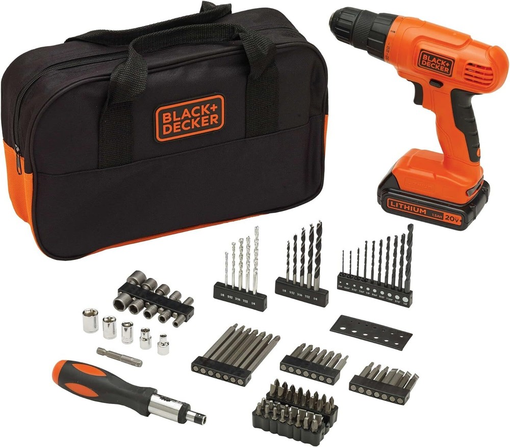 Orang... 20V MAX* POWERCONNECT Cordless Drill Kit + 100 pc. Kit (BDC120VA100)