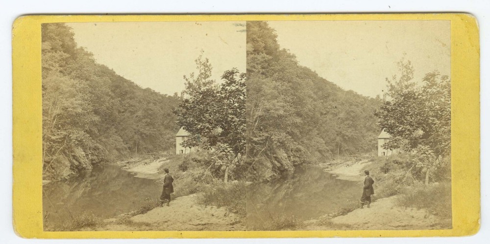 D1024~ PENNSYLVANIA – Lawton Mill Wissahickon c.1860s Stereoview - Anthony