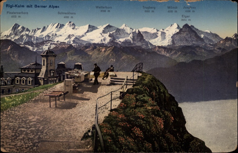 Rigi Kulm Lucerne Switzerland view vintage postcard m165