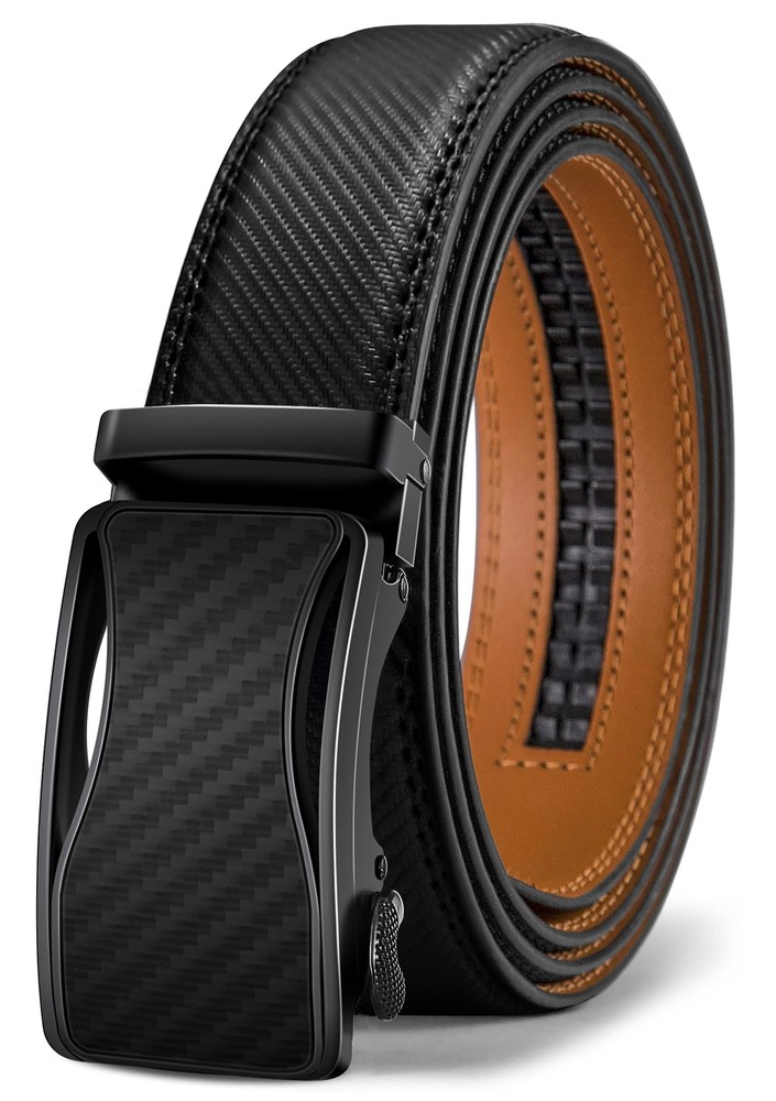 Mens Ratchet Belt,Leather Adjustable Slide Belt For Gift Mens Dress Casual 1 ...