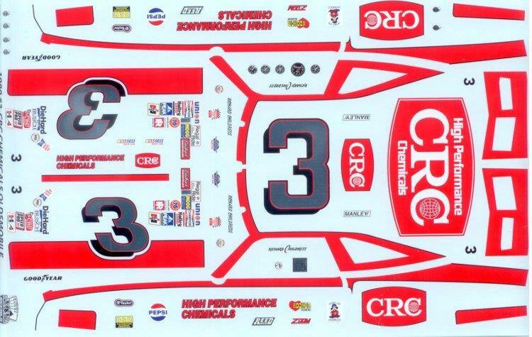 1980 Richard Childress Ace #3 NASCAR 1/25 Scale Decal by CRC Chemicals