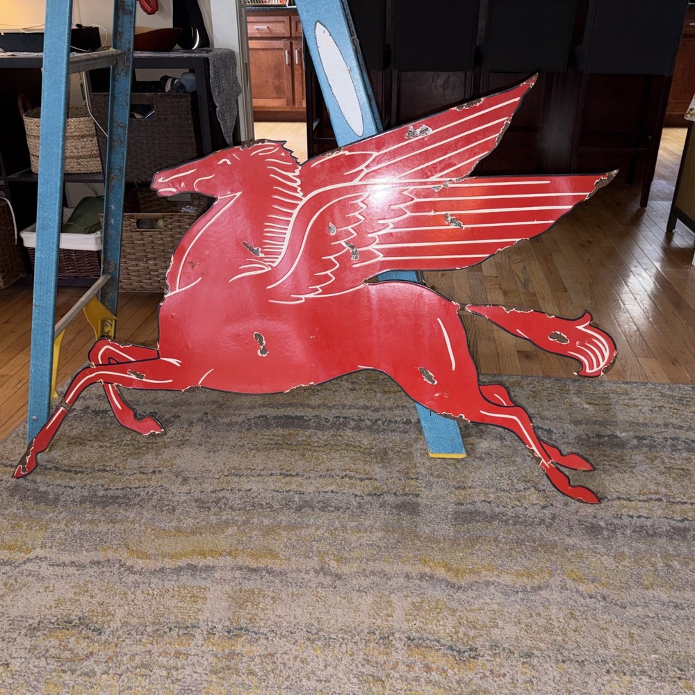 Old Porcelain (Mobil) Pegasus Flat Porcelain Sign