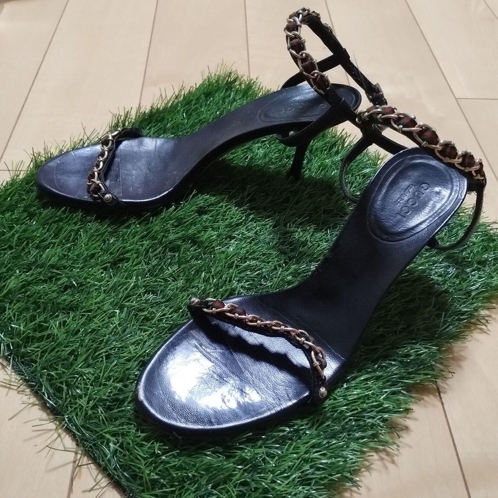 Gucci Black Heel Mule Sandals Size 36 Women Ag1118 Pre-Owned