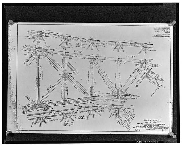 Smith River Bridge Crescent City CA 1928 Truss Details Cantilever Span