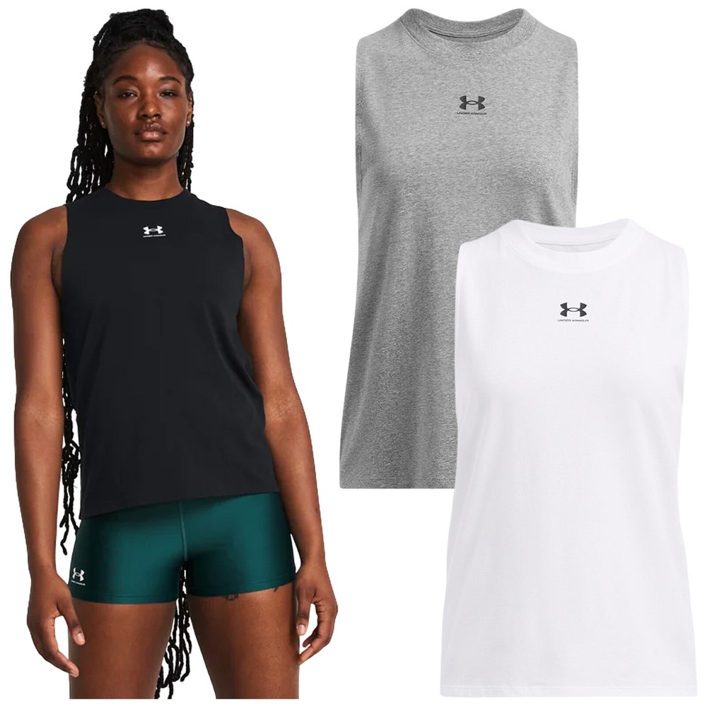 Under Armour Ladies Rival Muscle Vest Tank Top Gym Training Sleeveless Workout