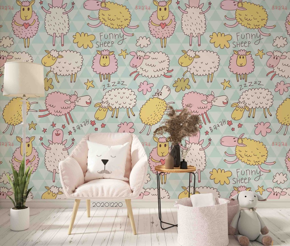 3D Sheep Cloud Cartoon Pattern Wall Murals Wallpaper Murals Wall Sticker