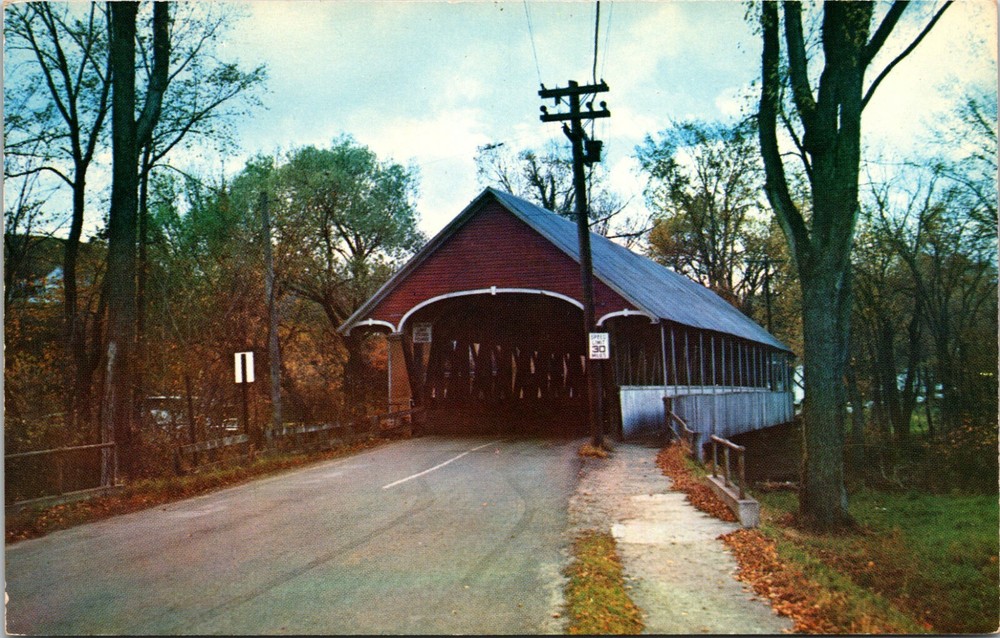 One Of The Old Covered Bridges In Lyndon Vermont Vintage Postcard