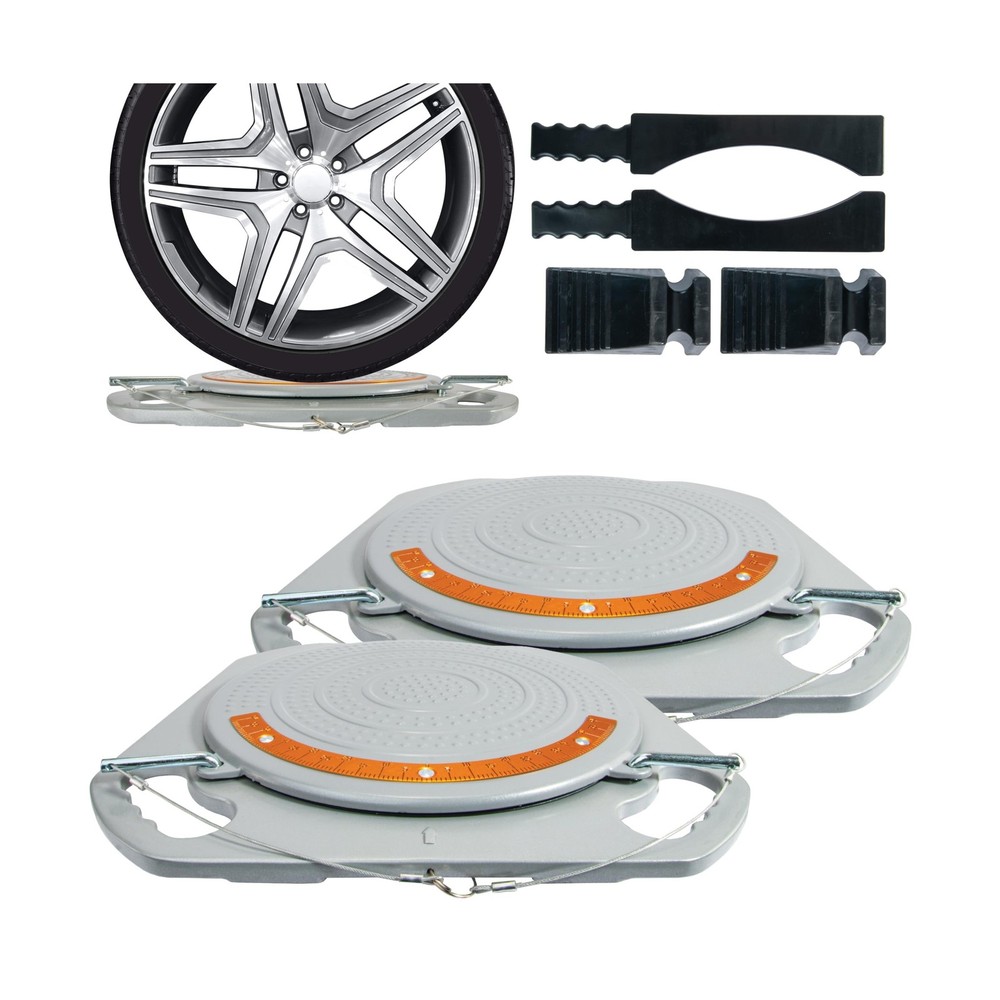 Low Profile Wheel Alignment Turn Plates - 4-Ton Capacity Per Plate, Brass Dia...