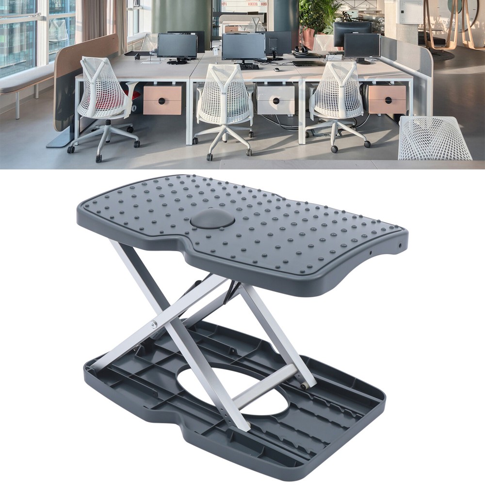 Foot Rest Stool Ergonomic Under Car/Desk Footstool-Adjustable Height Portable