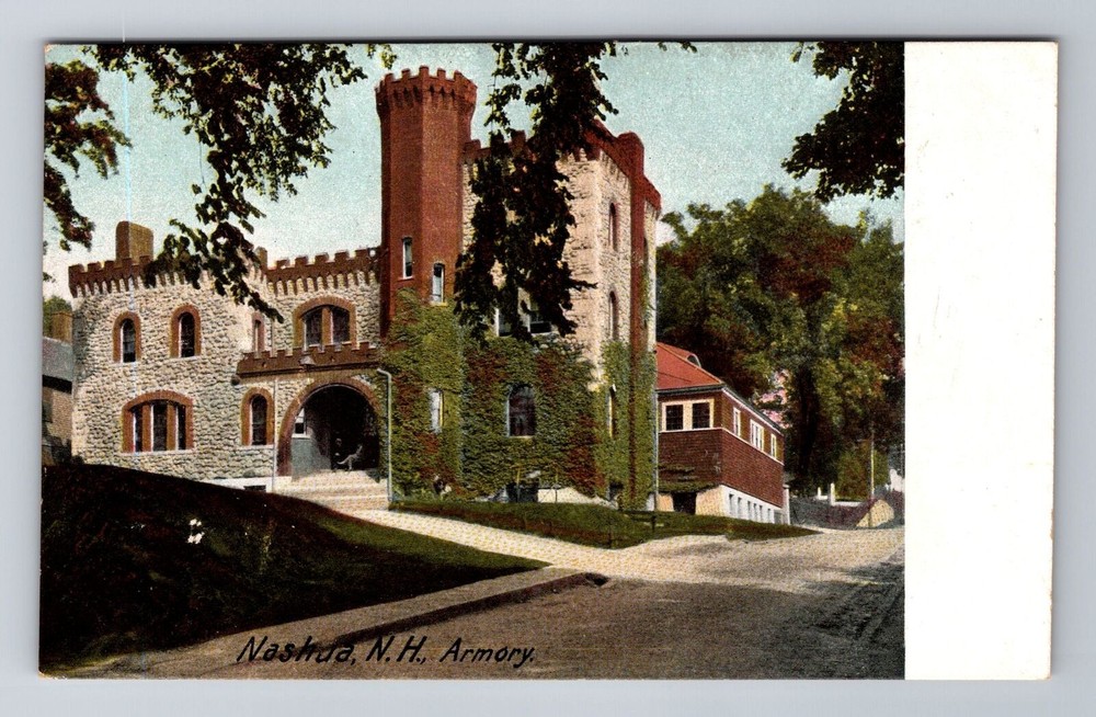 Nashua NH-New Hampshire, Armory, Antique Vintage Souvenir Postcard