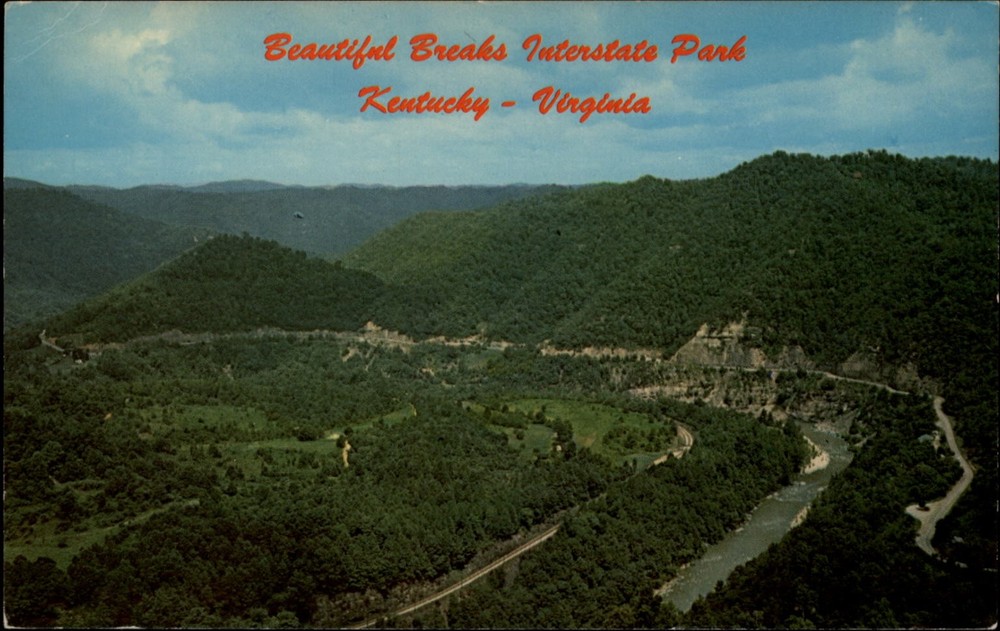 Beautiful Breaks Interstate Park Kentucky Virginia Aerial view postcard q837