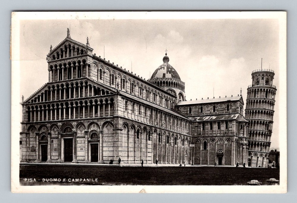 Italy- Pisa Cathedral & Leaning Tower Souvenir Old Postal Card Vintage Postcard