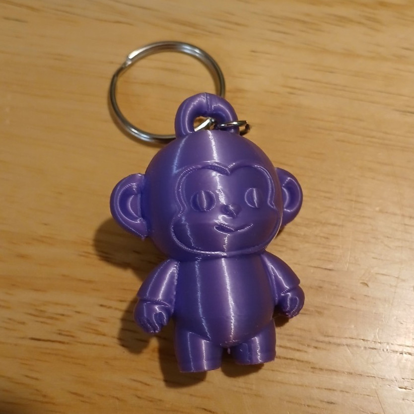 3d Printed Purple Monkey & Blue Turtle Plastic Keychain Lot (2)