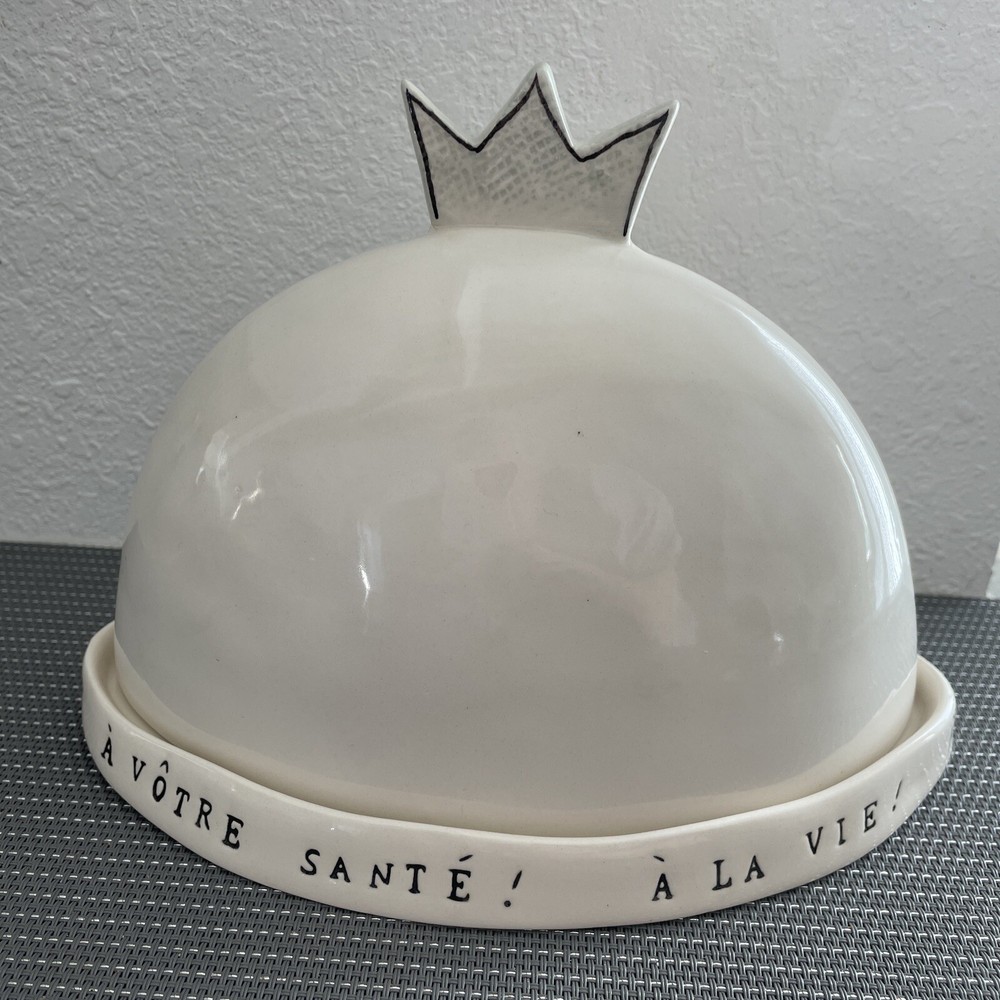 Rare Rae Dunn Magenta Crown Dome Bon Appetit A Votre Sante Covered Butter Dish