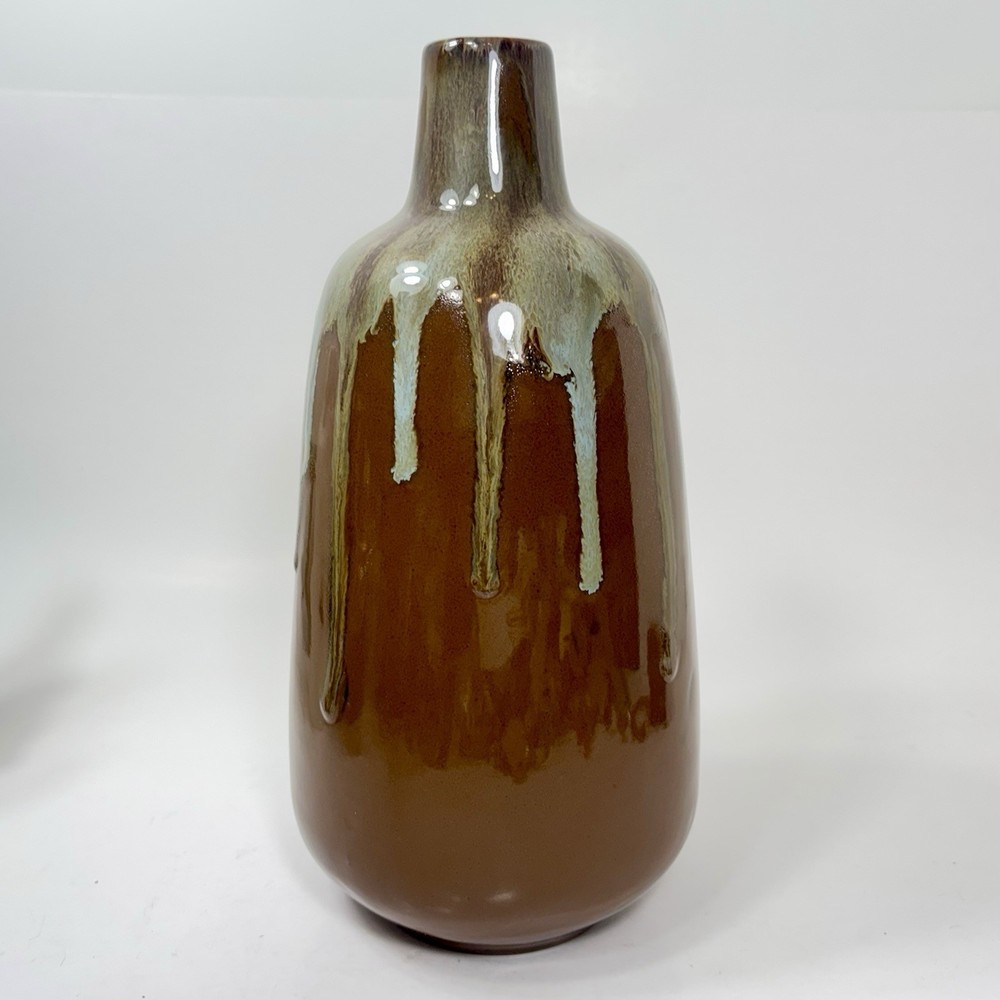 Vntg Art Pottery Brown Drip Glaze 10
