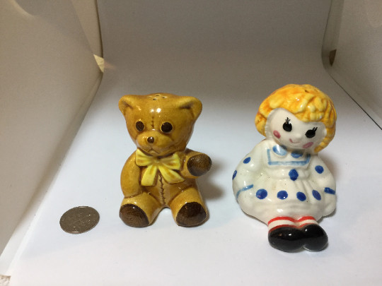 Vintage Avon Raggedy Ann and Bear salt and pepper shakers Hand Painted