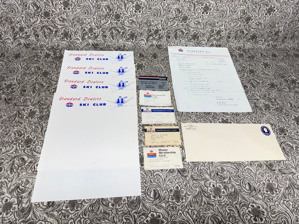 Vintage Standard Oil Gas Station Dealers Ski Club Letterhead Paper Ephemera