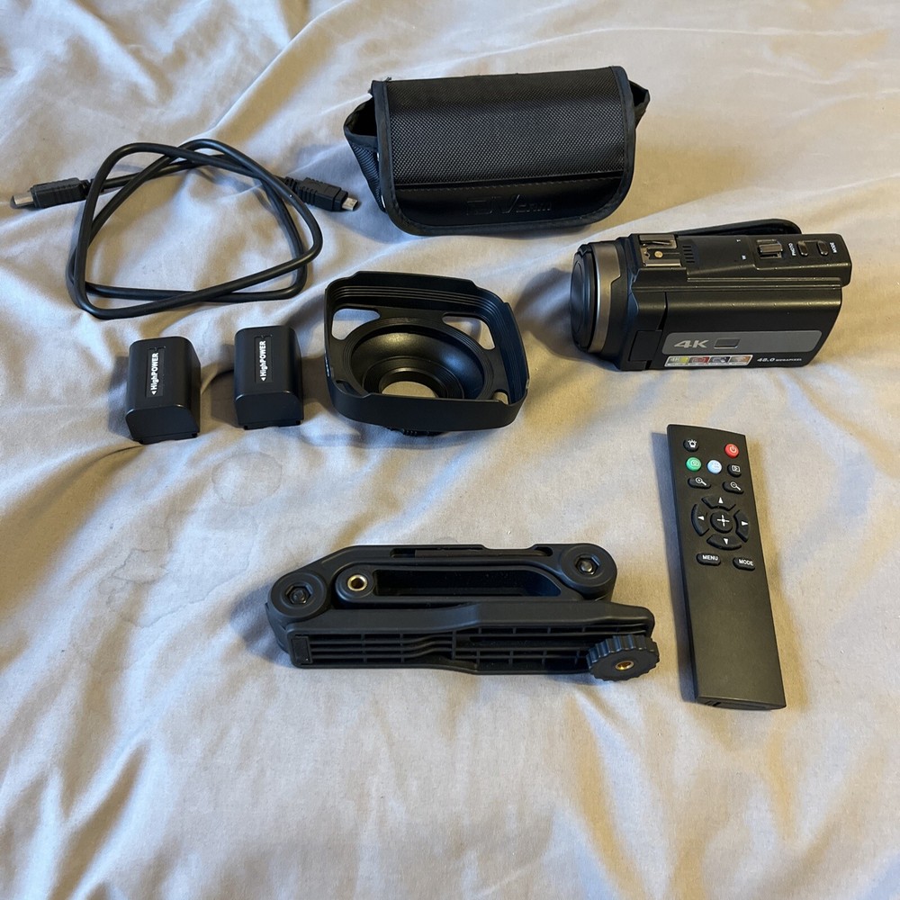4K Camera With Accessories (batteries, HDMI, Stand, Remote, Case, Touch Screen)