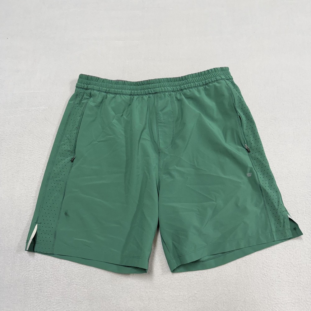 Mack Weldon Shorts Mens Large Green Athletic Zip Pockets Quick Dry 7