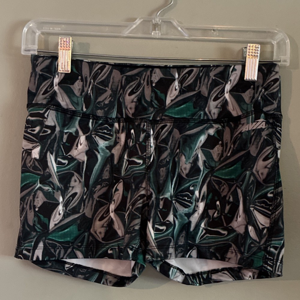 Avia Women's Athletic Activewear Shorts Abstract Print Stretch Gym Training