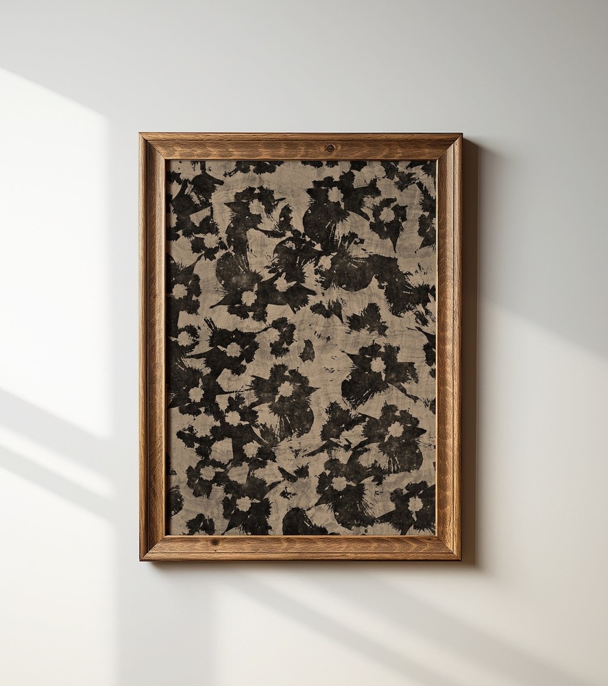 Neutral Abstract Floral Pattern Print Botanical Japanese Wall Art Minimalist