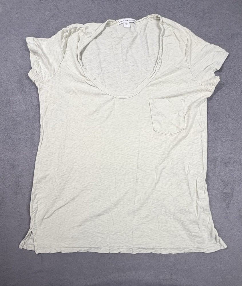 James Perse Slub Cotton Shirt Womens 1 Small Green Lightweight Outdoor Classic