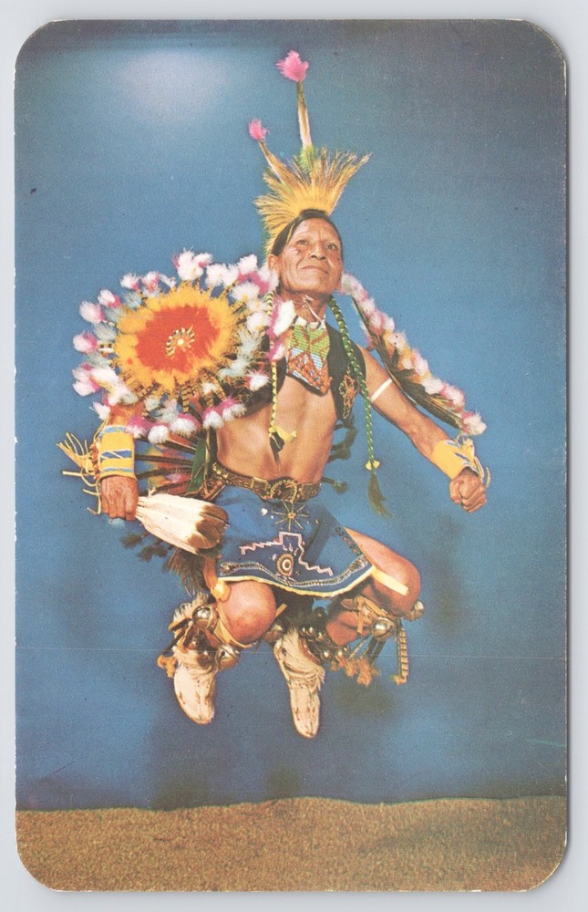 Native Americana Indian War Dancer~1950s Postcard