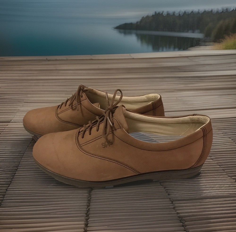 SAS Whisper Oxford Shoe 9.5W Brown Tripad Comfort 88503927 Lace Up Leather Suede