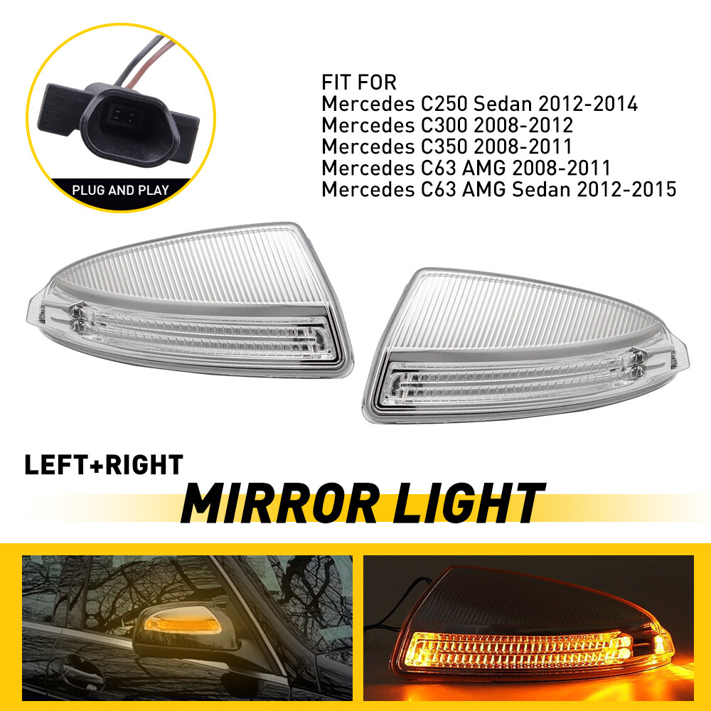 2Pcs Side Mirror Turn Signal Lamp For 08-15 Mercedes Benz C250 C300 C350 C63 AMG