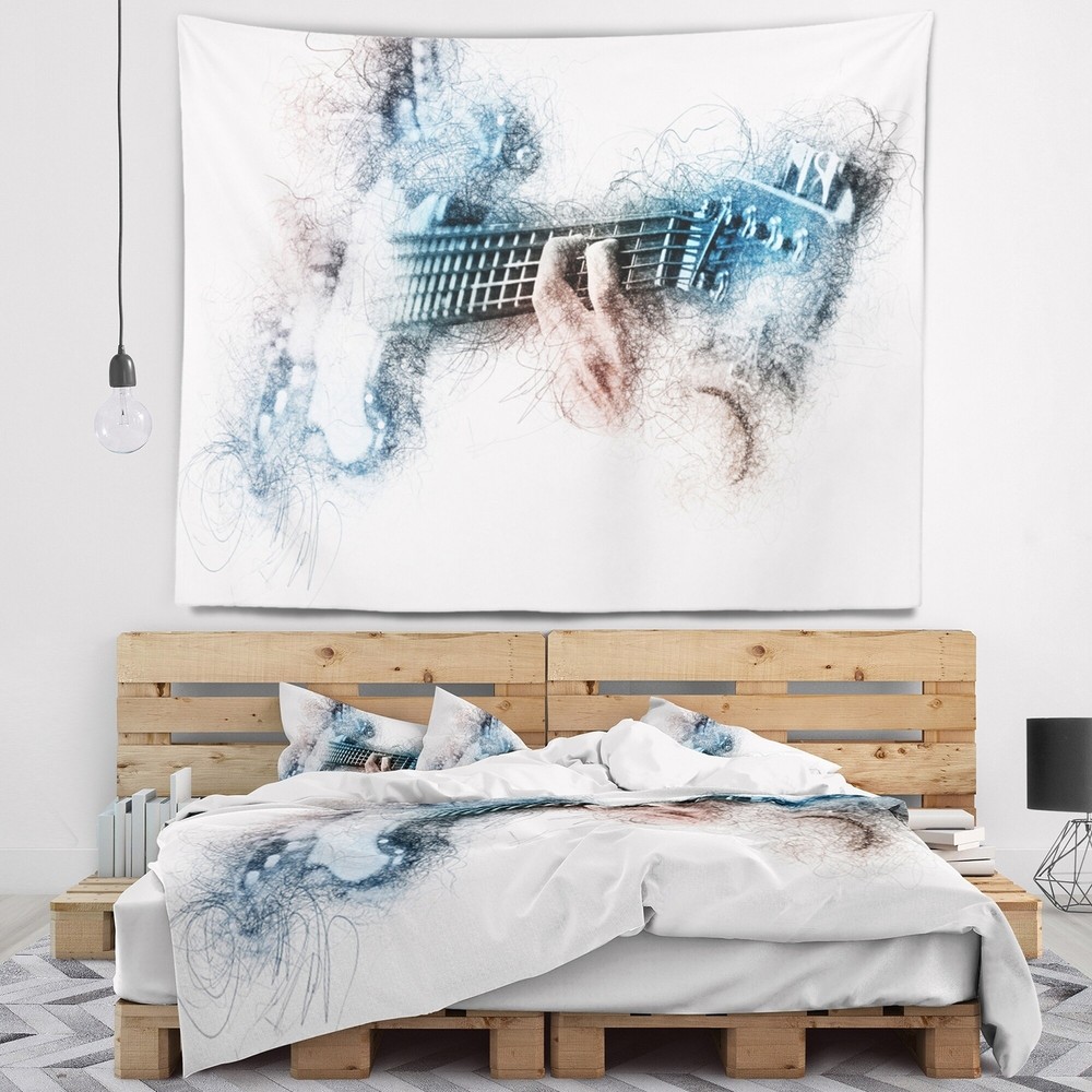 Designart 'Man Playing A Guitar Watercolor' Contemporary  Small